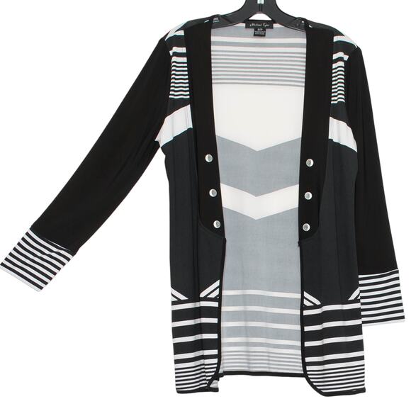 Michael Tyler Cardigan Abstract Minimalist Geometric Classic Black White Small - Picture 5 of 5